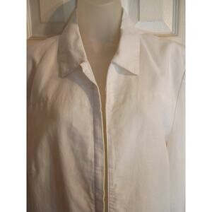 Paul Harris Design Linen Cotton Open Jacket White Zip Pockets Sz XL